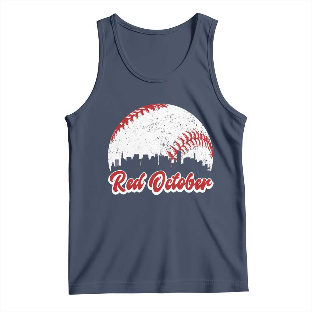 Vintage Red October Tank Top Philadelphia Skyline Retro Philly Cityscape TS10 Navy Print Your Wear