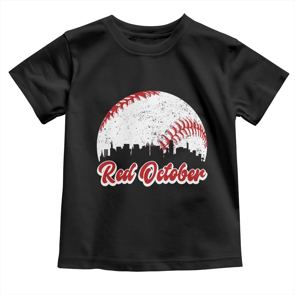 Vintage Red October Toddler T Shirt Philadelphia Skyline Retro Philly Cityscape TS10 Black Print Your Wear