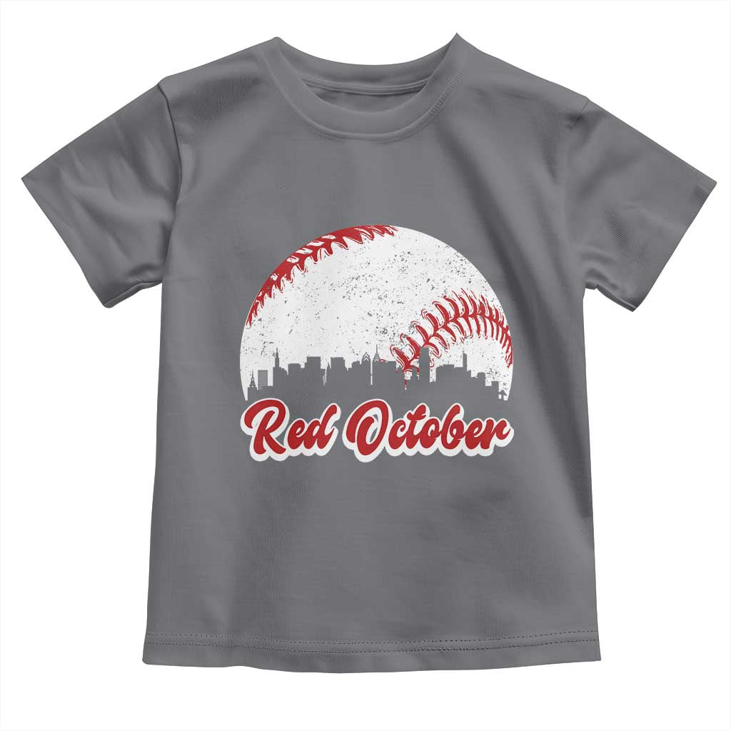 Vintage Red October Toddler T Shirt Philadelphia Skyline Retro Philly Cityscape TS10 Charcoal Print Your Wear