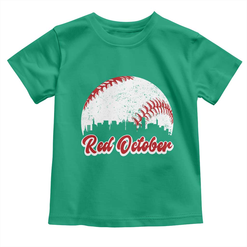 Vintage Red October Toddler T Shirt Philadelphia Skyline Retro Philly Cityscape TS10 Irish Green Print Your Wear