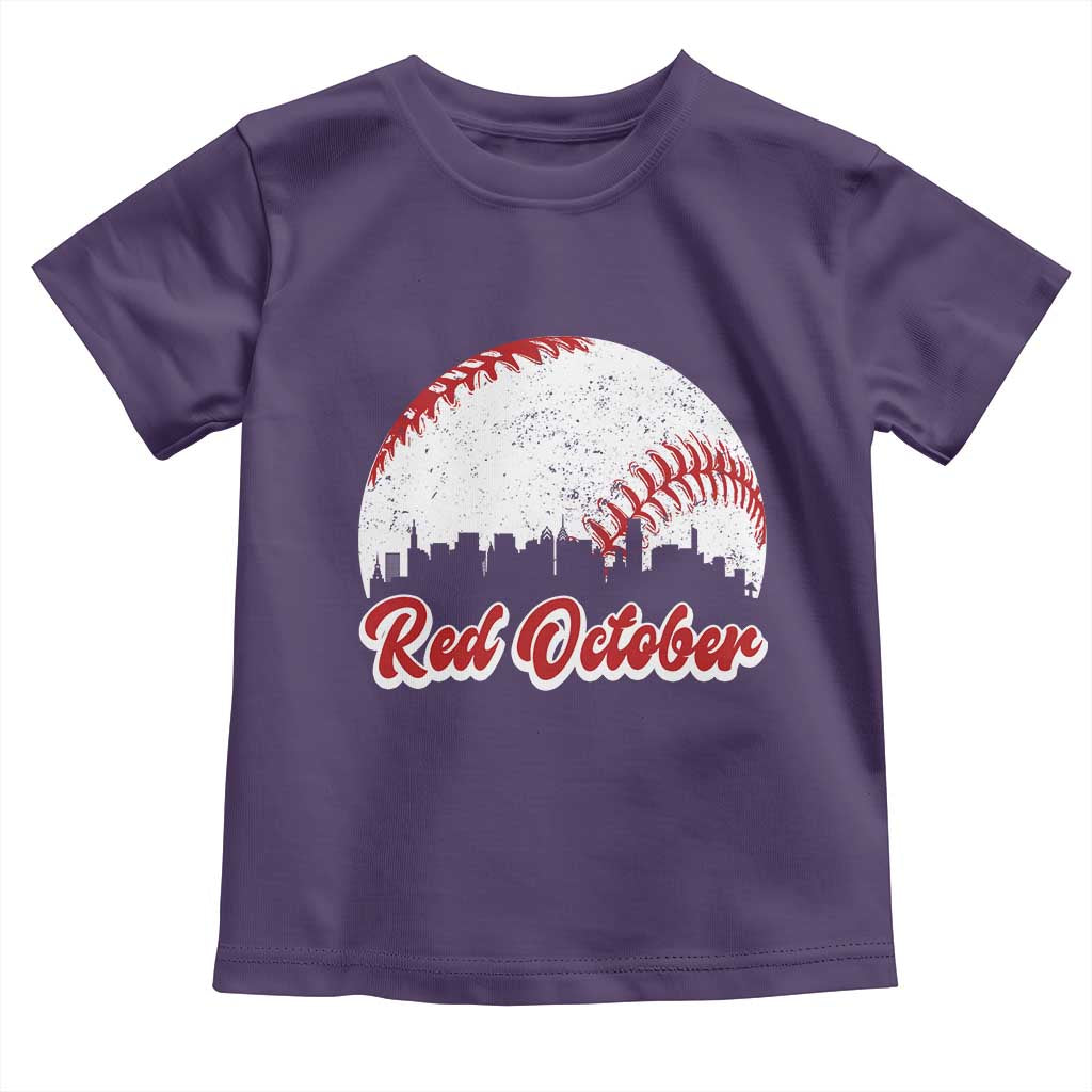 Vintage Red October Toddler T Shirt Philadelphia Skyline Retro Philly Cityscape TS10 Purple Print Your Wear