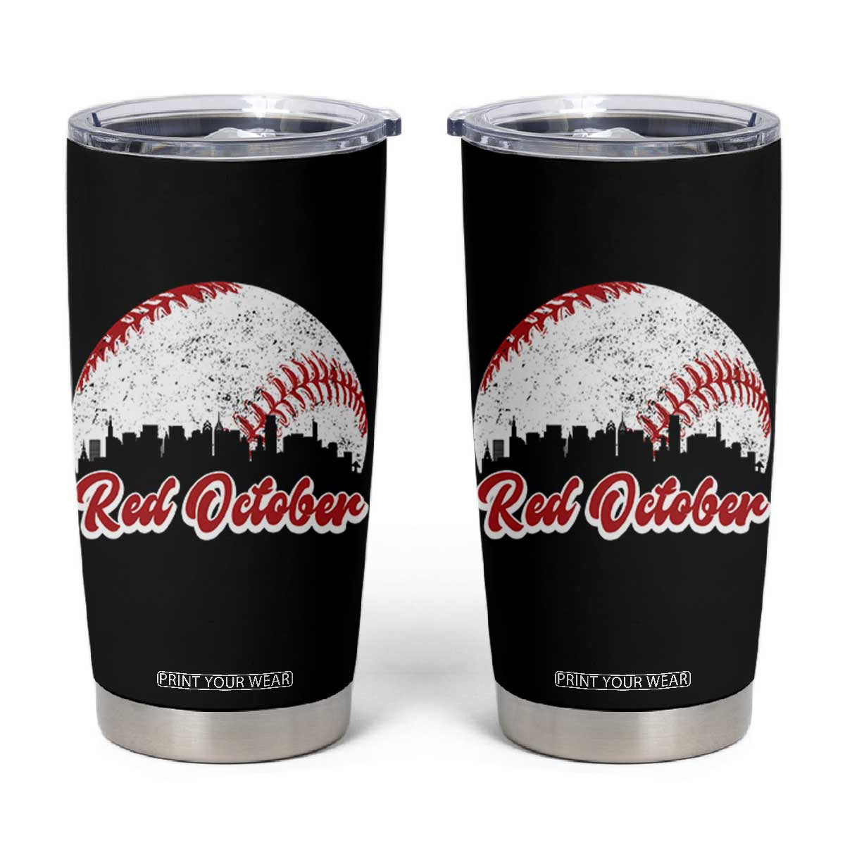 Vintage Red October Tumbler Cup Philadelphia Skyline Retro Philly Cityscape TS10 Black Print Your Wear