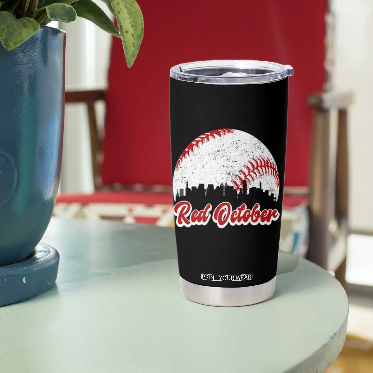 Vintage Red October Tumbler Cup Philadelphia Skyline Retro Philly Cityscape TS10 Print Your Wear