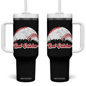 Vintage Red October Tumbler With Handle Philadelphia Skyline Retro Philly Cityscape TS10 One Size: 40 oz Black Print Your Wear