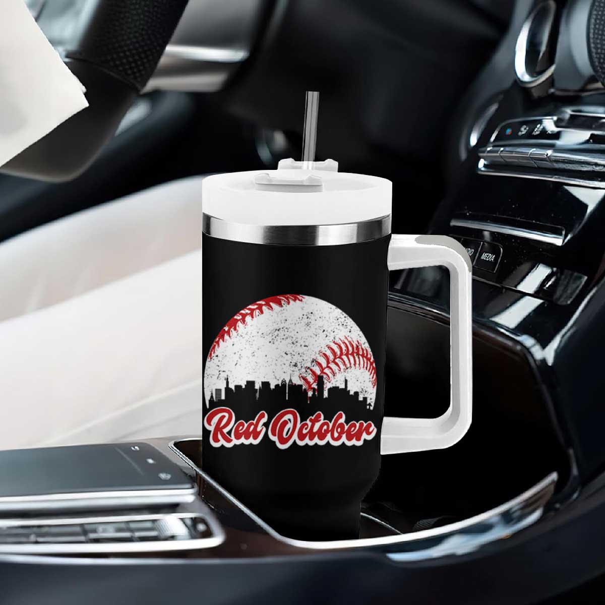 Vintage Red October Tumbler With Handle Philadelphia Skyline Retro Philly Cityscape TS10 Print Your Wear
