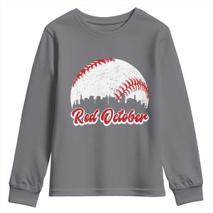 Vintage Red October Youth Sweatshirt Philadelphia Skyline Retro Philly Cityscape TS10 Charcoal Print Your Wear