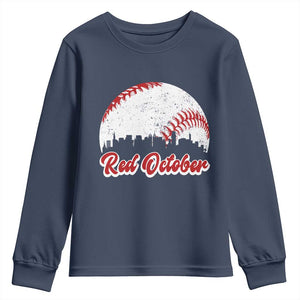 Vintage Red October Youth Sweatshirt Philadelphia Skyline Retro Philly Cityscape TS10 Navy Print Your Wear