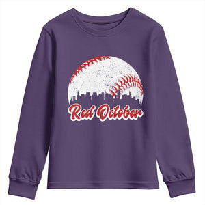Vintage Red October Youth Sweatshirt Philadelphia Skyline Retro Philly Cityscape TS10 Purple Print Your Wear