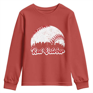 Vintage Red October Youth Sweatshirt Philadelphia Skyline Retro Philly Cityscape TS10 Red Print Your Wear