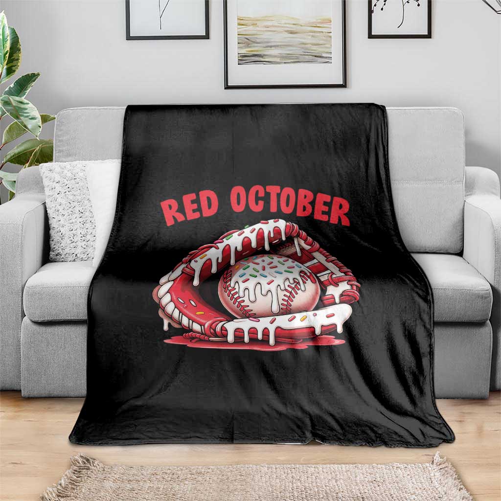 Red October Throw Blanket Baseball Drip Ice Cream Sprinkles Baseball Glove TS10 Print Your Wear