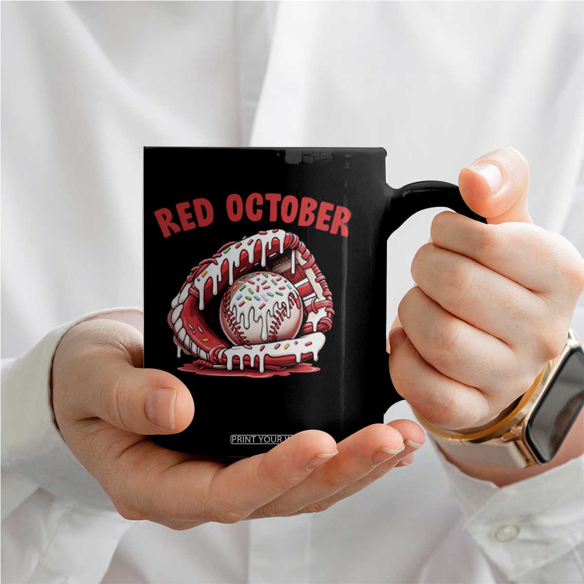 Red October Coffee Mug Baseball Drip Ice Cream Sprinkles Baseball Glove TS10 Print Your Wear