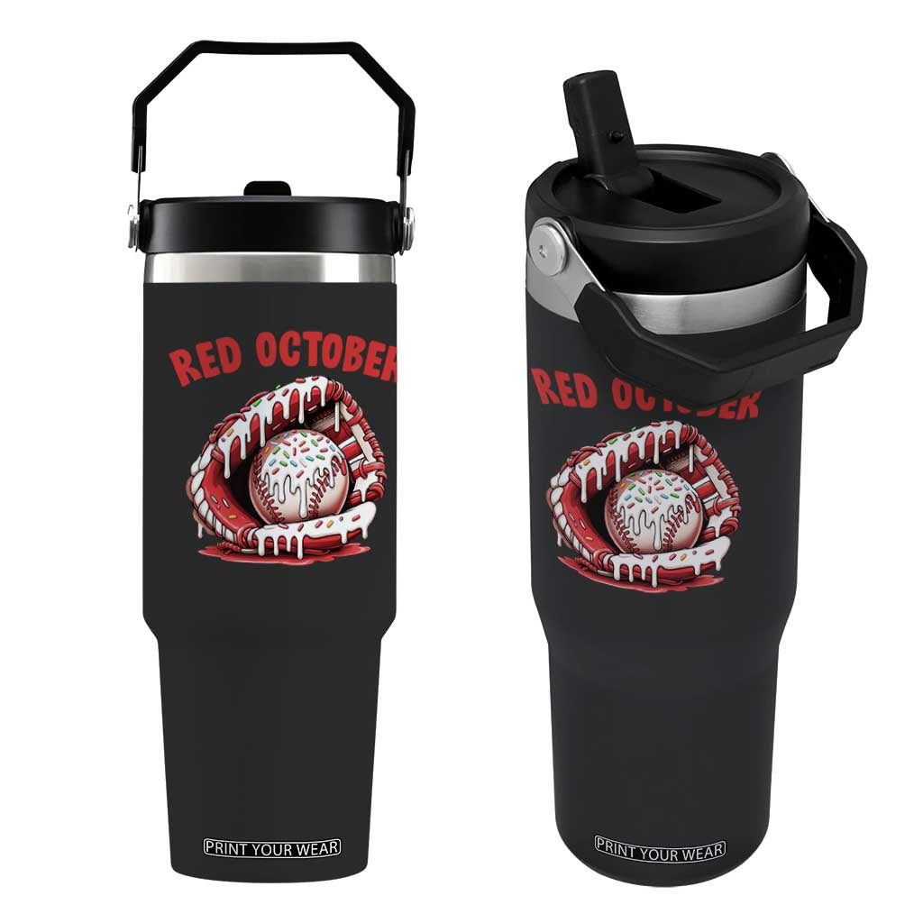 Red October Flip Straw Tumbler Baseball Drip Ice Cream Sprinkles Baseball Glove TS10 One Size: 30 oz Black Print Your Wear
