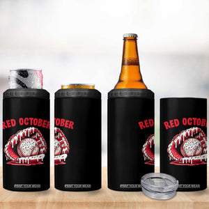Red October 4 in 1 Can Cooler Tumbler Baseball Drip Ice Cream Sprinkles Baseball Glove TS10 Print Your Wear