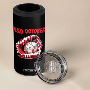Red October 4 in 1 Can Cooler Tumbler Baseball Drip Ice Cream Sprinkles Baseball Glove TS10 Print Your Wear