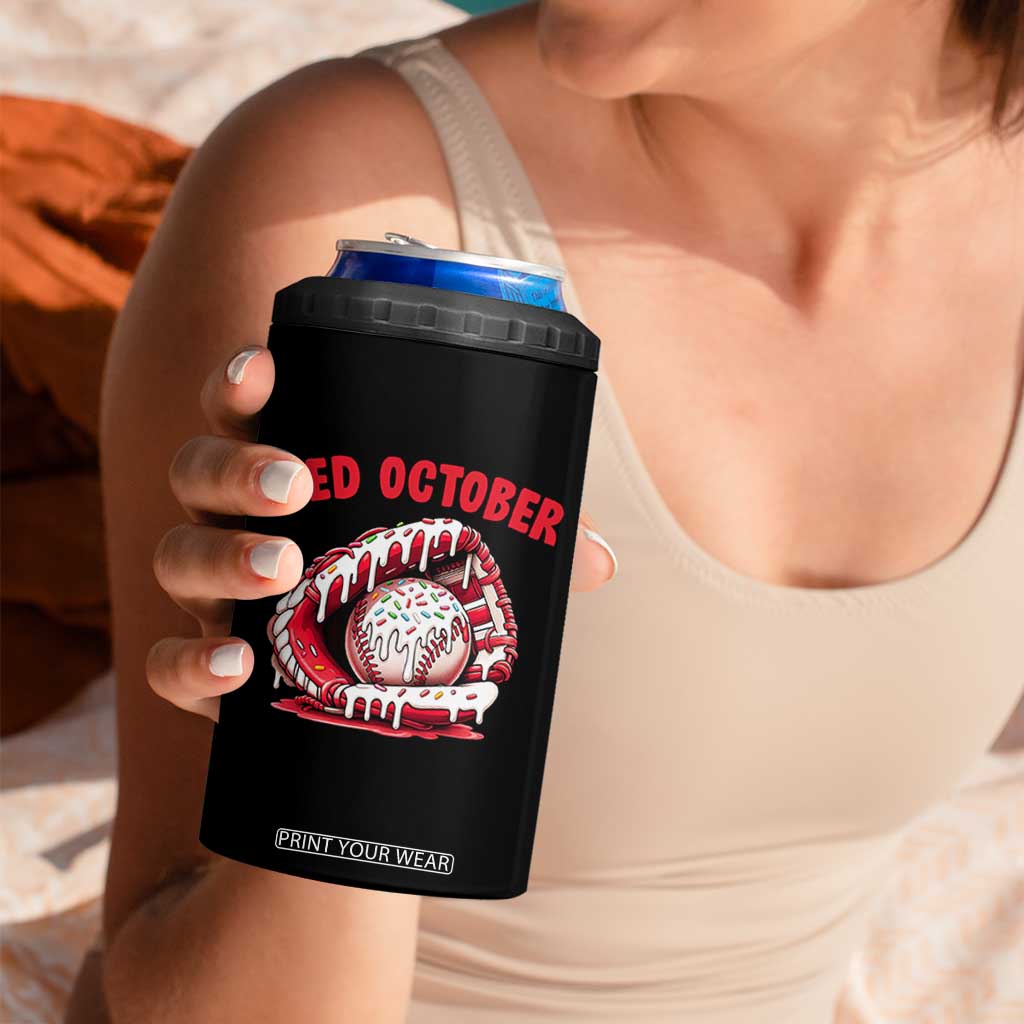 Red October 4 in 1 Can Cooler Tumbler Baseball Drip Ice Cream Sprinkles Baseball Glove TS10 Print Your Wear