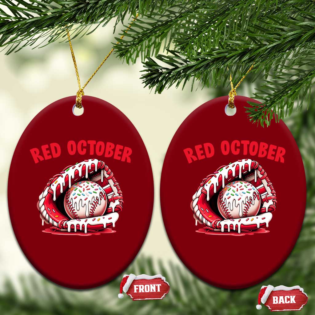 Red October Ceramic Ornament Baseball Drip Ice Cream Sprinkles Baseball Glove TS10 Print Your Wear