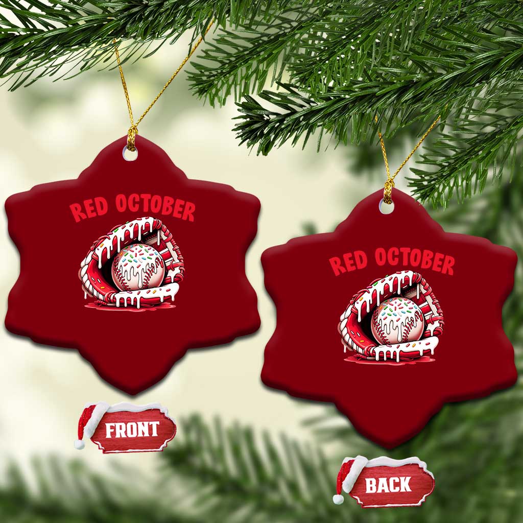 Red October Ceramic Ornament Baseball Drip Ice Cream Sprinkles Baseball Glove TS10 Print Your Wear