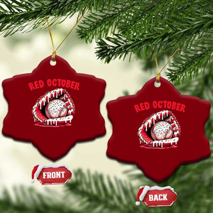 Red October Ceramic Ornament Baseball Drip Ice Cream Sprinkles Baseball Glove TS10 Print Your Wear