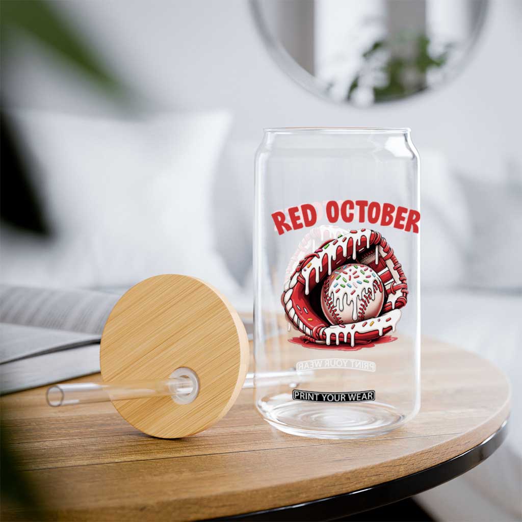 Red October Glass Can Baseball Drip Ice Cream Sprinkles Baseball Glove TS10 Print Your Wear