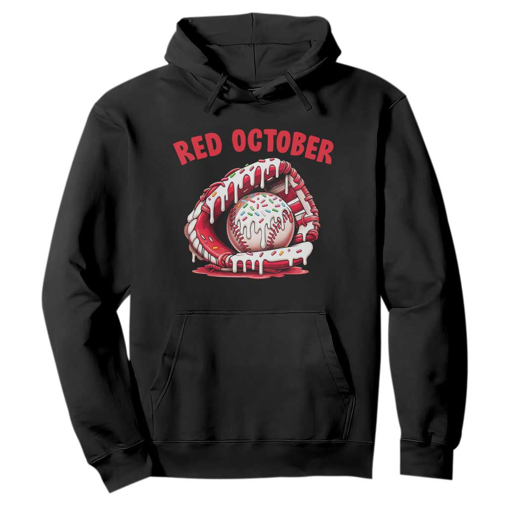 Red October Hoodie Baseball Drip Ice Cream Sprinkles Baseball Glove TS10 Black Print Your Wear