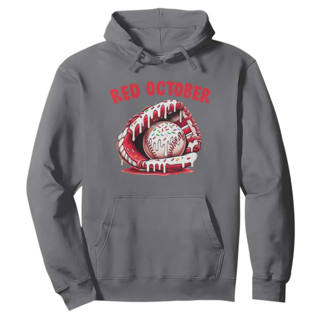 Red October Hoodie Baseball Drip Ice Cream Sprinkles Baseball Glove TS10 Charcoal Print Your Wear