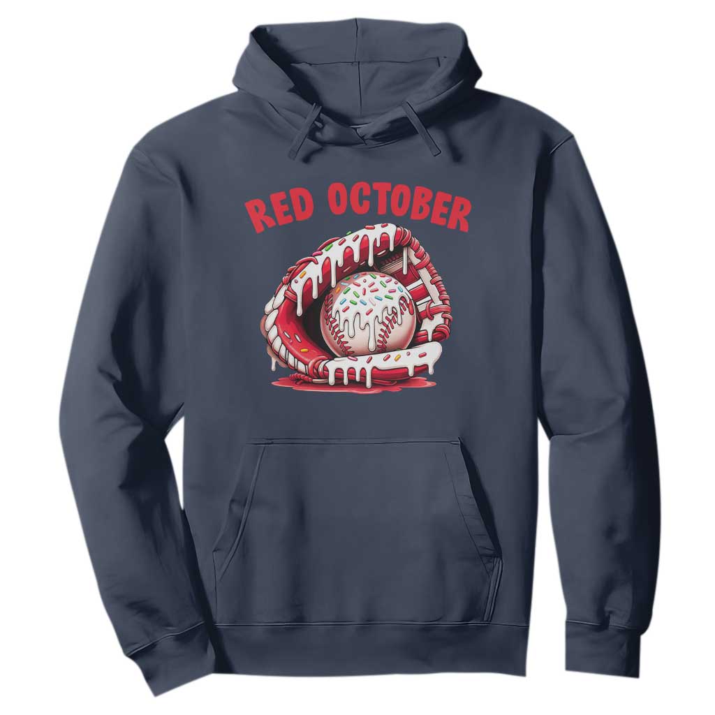 Red October Hoodie Baseball Drip Ice Cream Sprinkles Baseball Glove TS10 Navy Print Your Wear