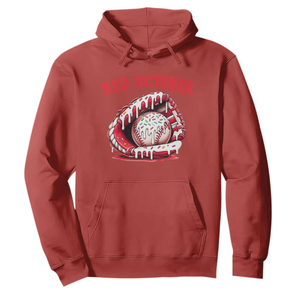 Red October Hoodie Baseball Drip Ice Cream Sprinkles Baseball Glove TS10 Red Print Your Wear