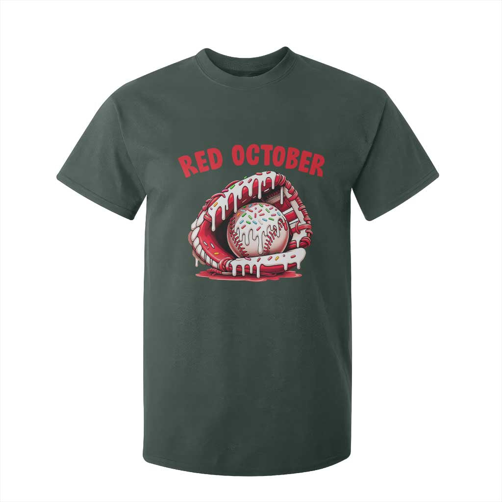 Red October T Shirt For Kid Baseball Drip Ice Cream Sprinkles Baseball Glove TS10 Dark Forest Green Print Your Wear