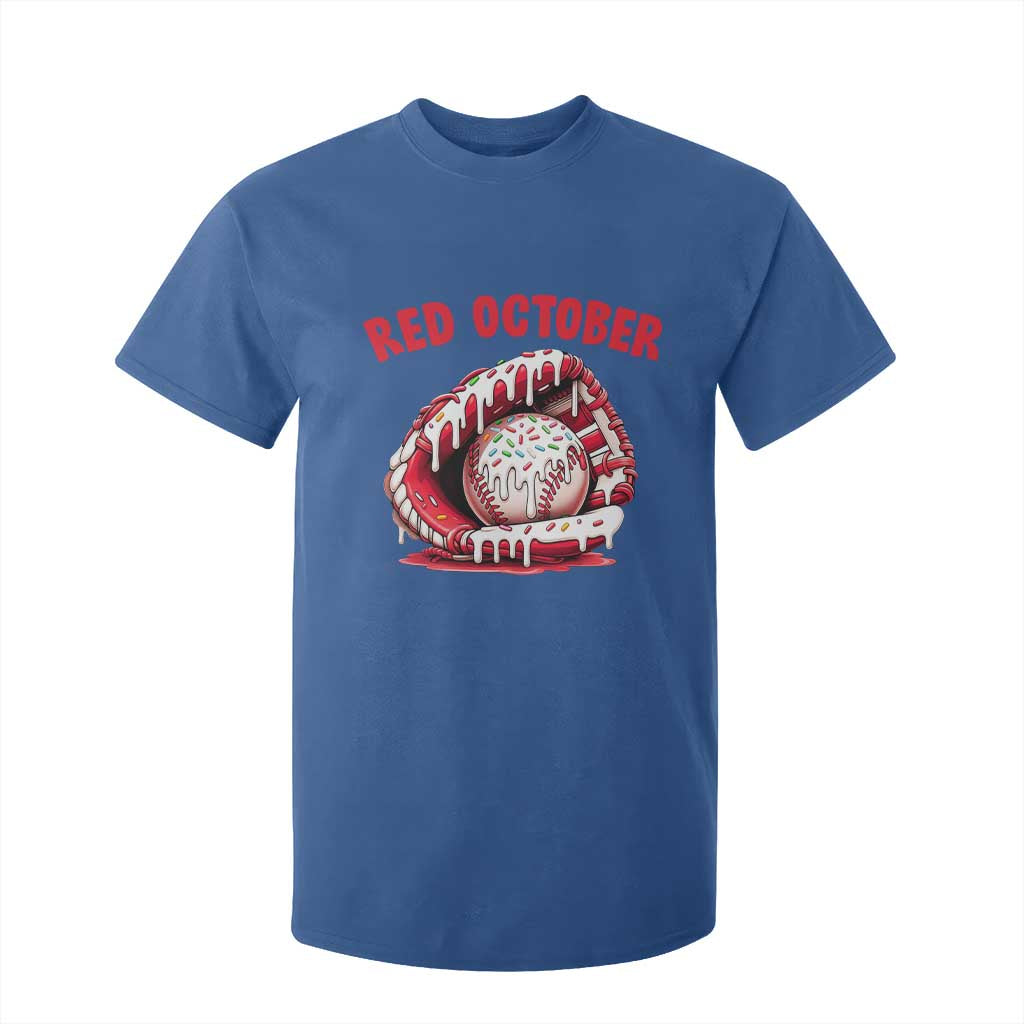 Red October T Shirt For Kid Baseball Drip Ice Cream Sprinkles Baseball Glove TS10 Royal Blue Print Your Wear