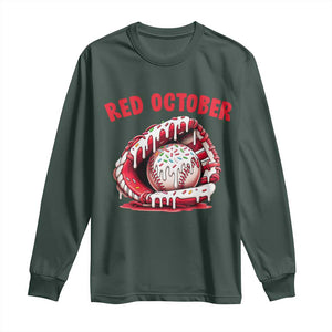 Red October Long Sleeve Shirt Baseball Drip Ice Cream Sprinkles Baseball Glove TS10 Dark Forest Green Print Your Wear