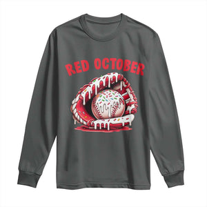 Red October Long Sleeve Shirt Baseball Drip Ice Cream Sprinkles Baseball Glove TS10 Dark Heather Print Your Wear