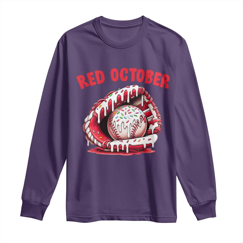 Red October Long Sleeve Shirt Baseball Drip Ice Cream Sprinkles Baseball Glove TS10 Purple Print Your Wear