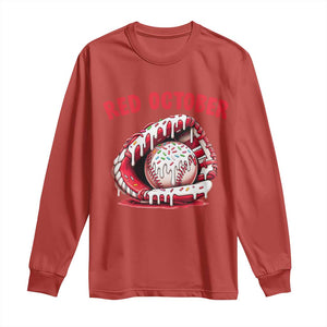 Red October Long Sleeve Shirt Baseball Drip Ice Cream Sprinkles Baseball Glove TS10 Red Print Your Wear