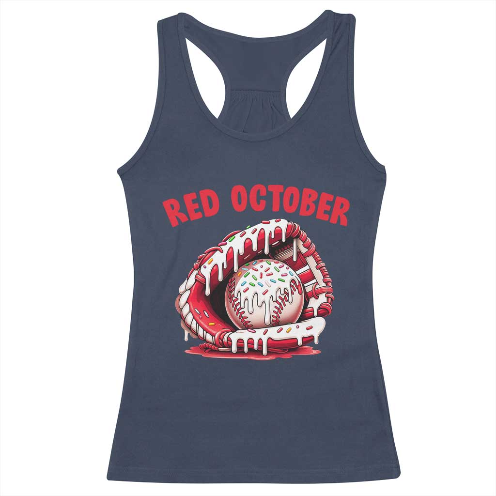 Red October Racerback Tank Top Baseball Drip Ice Cream Sprinkles Baseball Glove TS10 Navy Print Your Wear