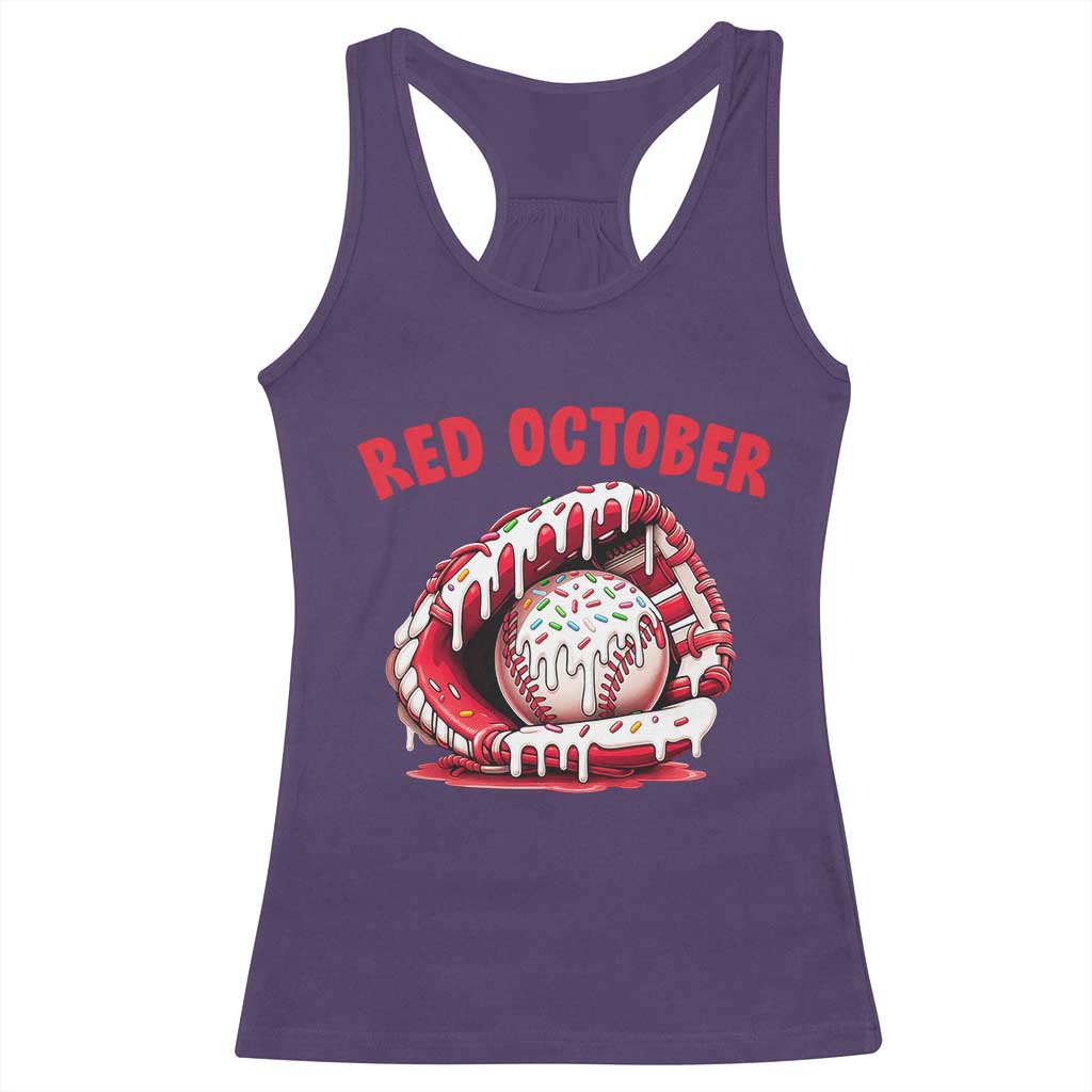 Red October Racerback Tank Top Baseball Drip Ice Cream Sprinkles Baseball Glove TS10 Purple Print Your Wear