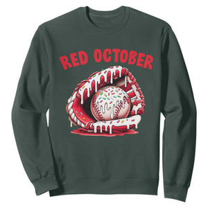 Red October Sweatshirt Baseball Drip Ice Cream Sprinkles Baseball Glove TS10 Dark Forest Green Print Your Wear