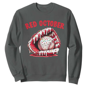 Red October Sweatshirt Baseball Drip Ice Cream Sprinkles Baseball Glove TS10 Dark Heather Print Your Wear