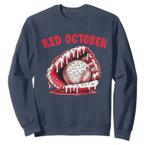Red October Sweatshirt Baseball Drip Ice Cream Sprinkles Baseball Glove TS10 Navy Print Your Wear