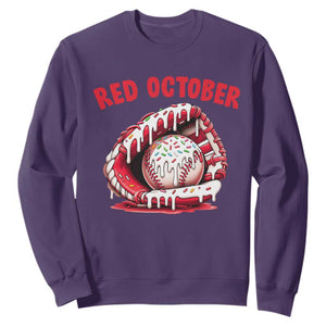 Red October Sweatshirt Baseball Drip Ice Cream Sprinkles Baseball Glove TS10 Purple Print Your Wear