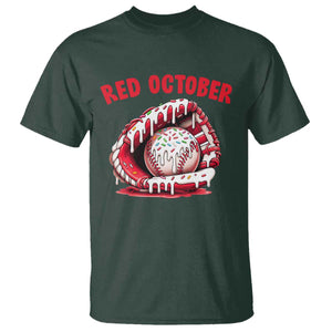 Red October T Shirt Baseball Drip Ice Cream Sprinkles Baseball Glove TS10 Dark Forest Green Print Your Wear