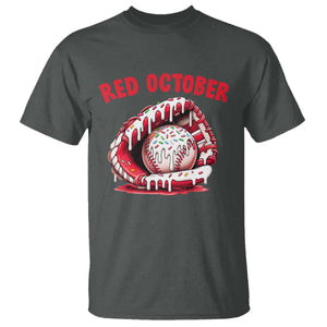 Red October T Shirt Baseball Drip Ice Cream Sprinkles Baseball Glove TS10 Dark Heather Print Your Wear