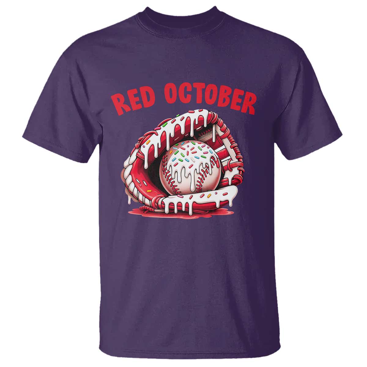 Red October T Shirt Baseball Drip Ice Cream Sprinkles Baseball Glove TS10 Purple Print Your Wear