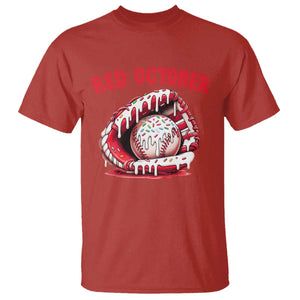 Red October T Shirt Baseball Drip Ice Cream Sprinkles Baseball Glove TS10 Red Print Your Wear