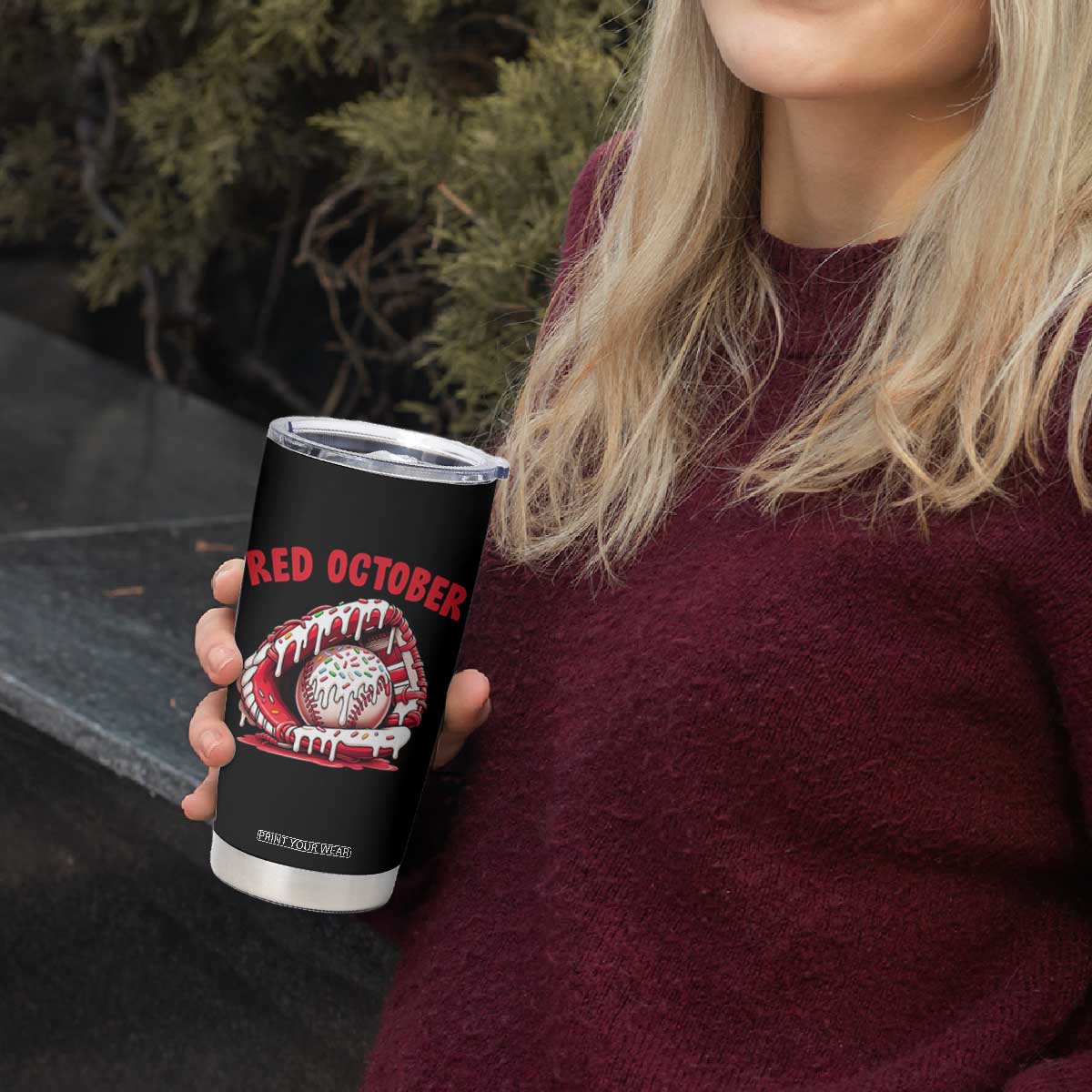 Red October Tumbler Cup Baseball Drip Ice Cream Sprinkles Baseball Glove TS10 Print Your Wear