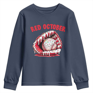 Red October Youth Sweatshirt Baseball Drip Ice Cream Sprinkles Baseball Glove TS10 Navy Print Your Wear