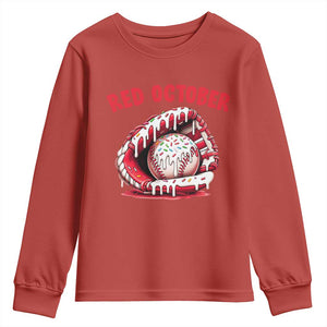 Red October Youth Sweatshirt Baseball Drip Ice Cream Sprinkles Baseball Glove TS10 Red Print Your Wear