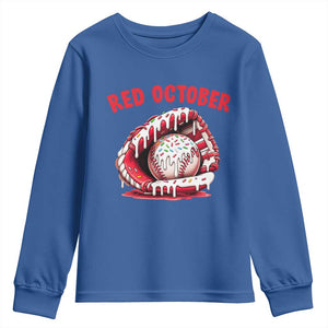 Red October Youth Sweatshirt Baseball Drip Ice Cream Sprinkles Baseball Glove TS10 Royal Blue Print Your Wear