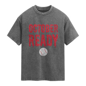 October Ready Washed Cotton T-Shirt Philadelphia Playoff Baseball Gift Halloween Costume