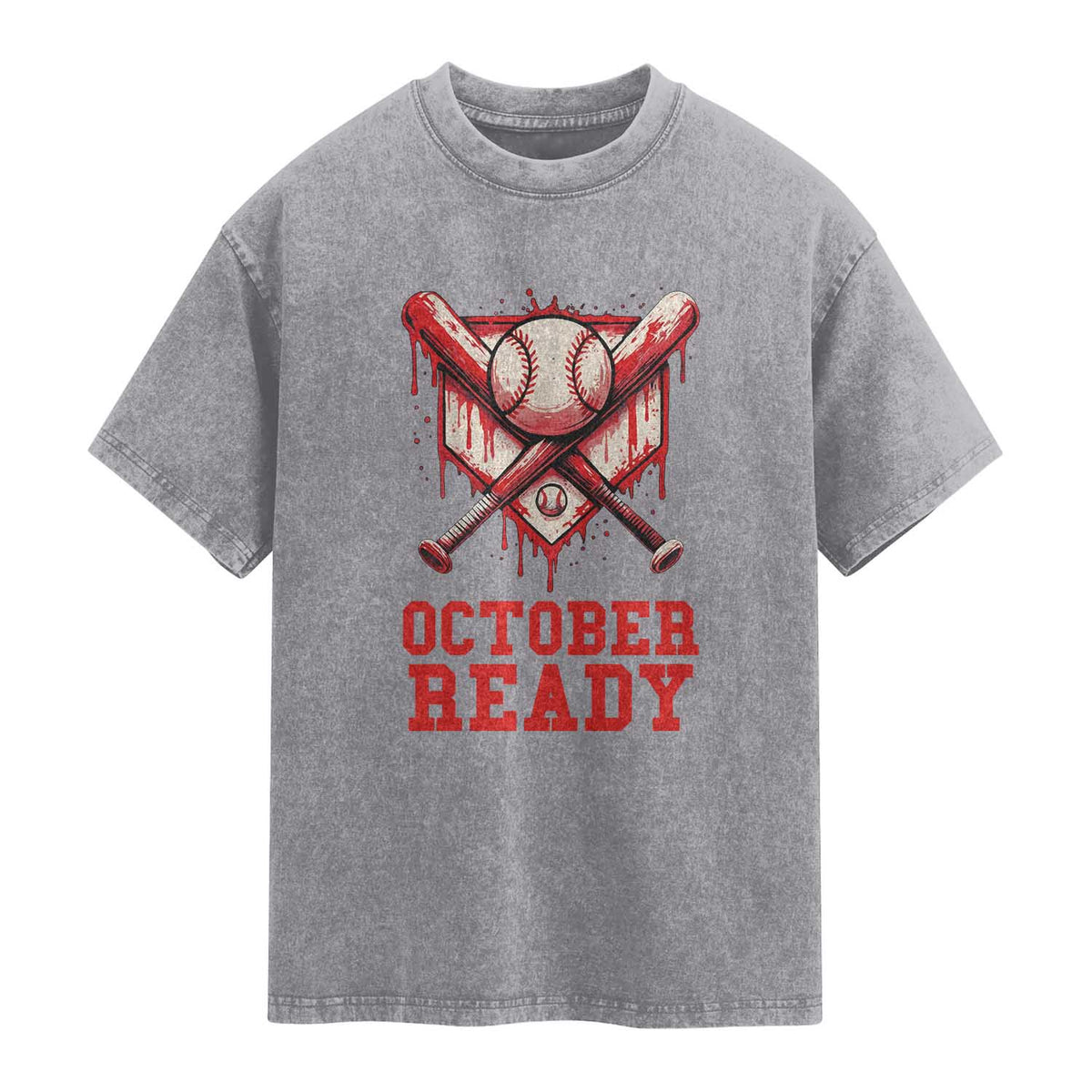 October Ready Washed Cotton T-Shirt Philadelphia Playoff Baseball Drip Graffiti