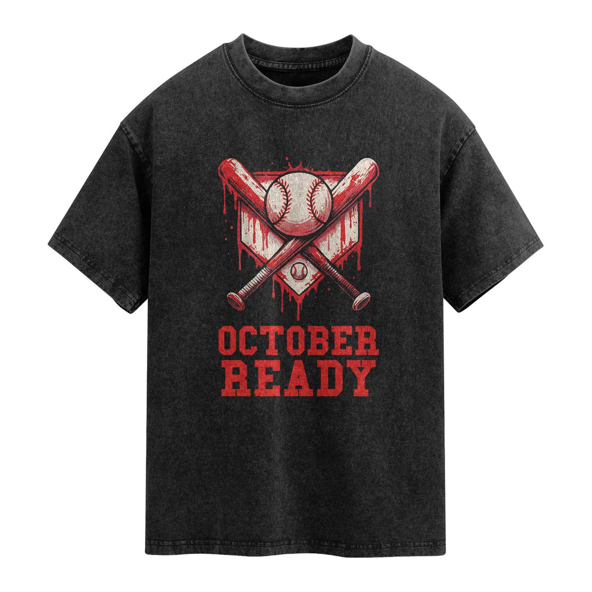 October Ready Washed Cotton T-Shirt Philadelphia Playoff Baseball Drip Graffiti